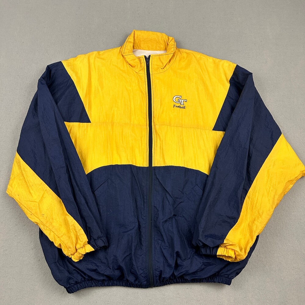 Vintage Georgia Tech Yellow Jackets Jacket Men 2XL Yellow Blue Russell Zip USA *